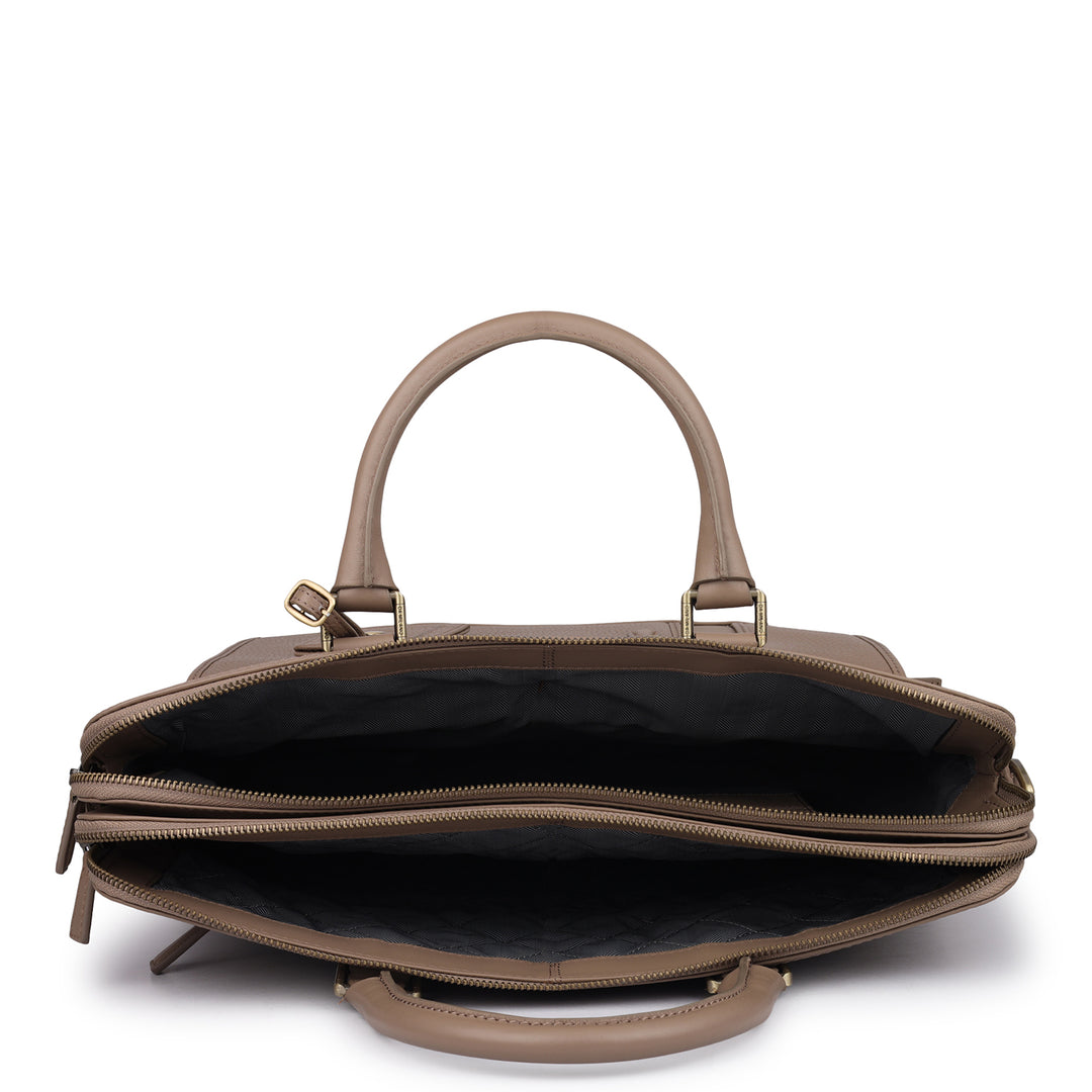 Wax Leather Laptop Bag - Greyish Taupe