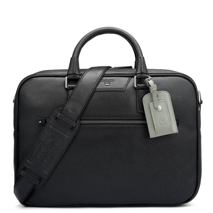 Wax Leather Laptop Bag - Black