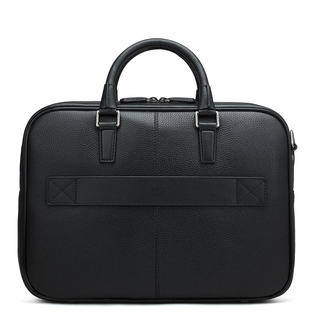 Wax Leather Laptop Bag - Black
