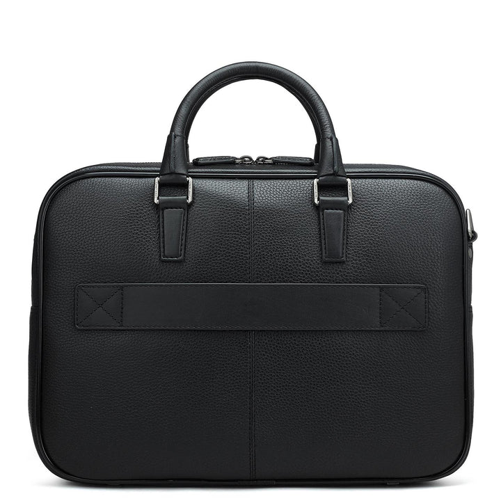 Wax Leather Laptop Bag - Black