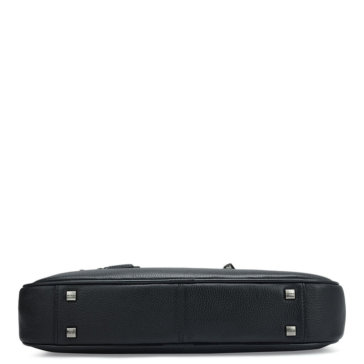 Wax Leather Laptop Bag - Black