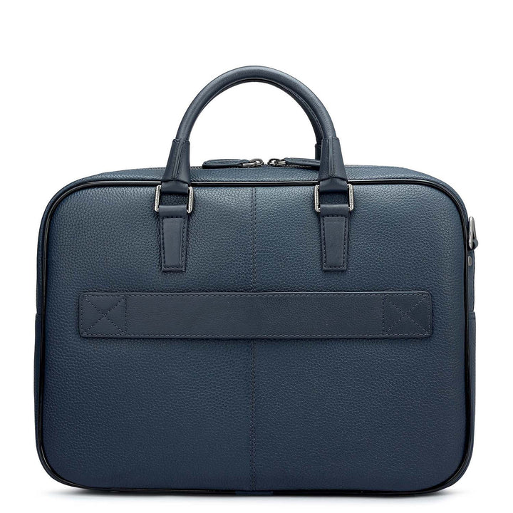 Wax Leather Laptop Bag - Navy