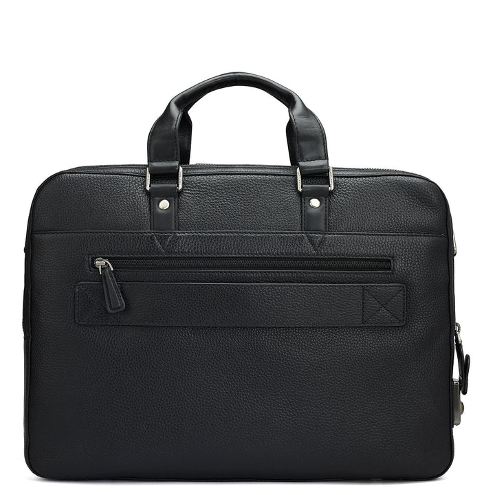Wax Leather Laptop Bag - Black