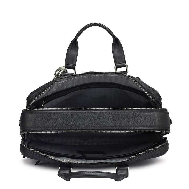 Wax Leather Laptop Bag - Black