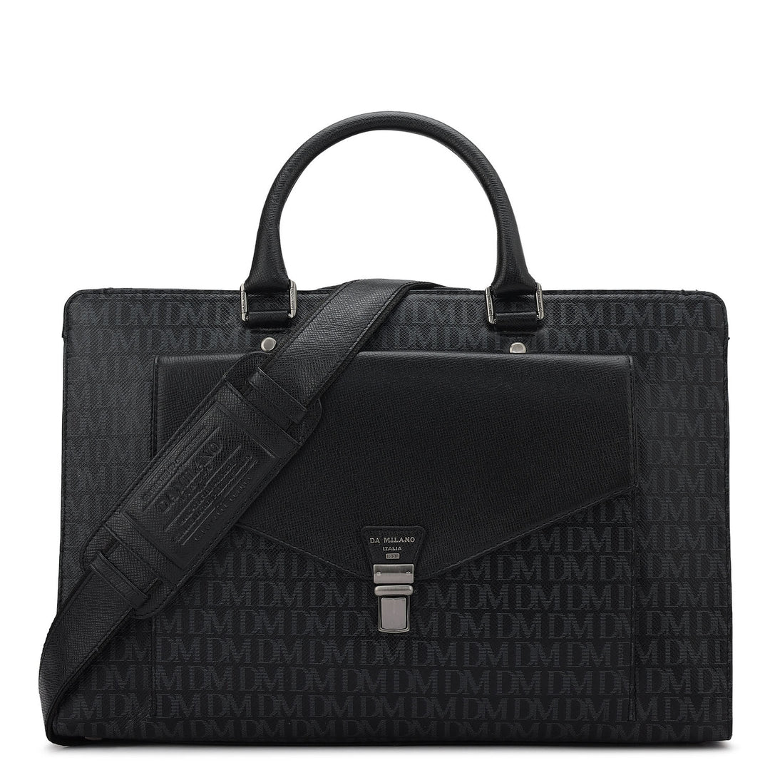 Monogram Franzy Leather Laptop Bag - Black