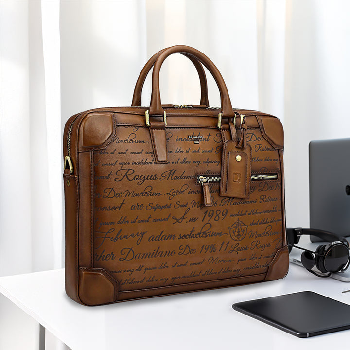 Signato Leather Laptop Bag - Cognac