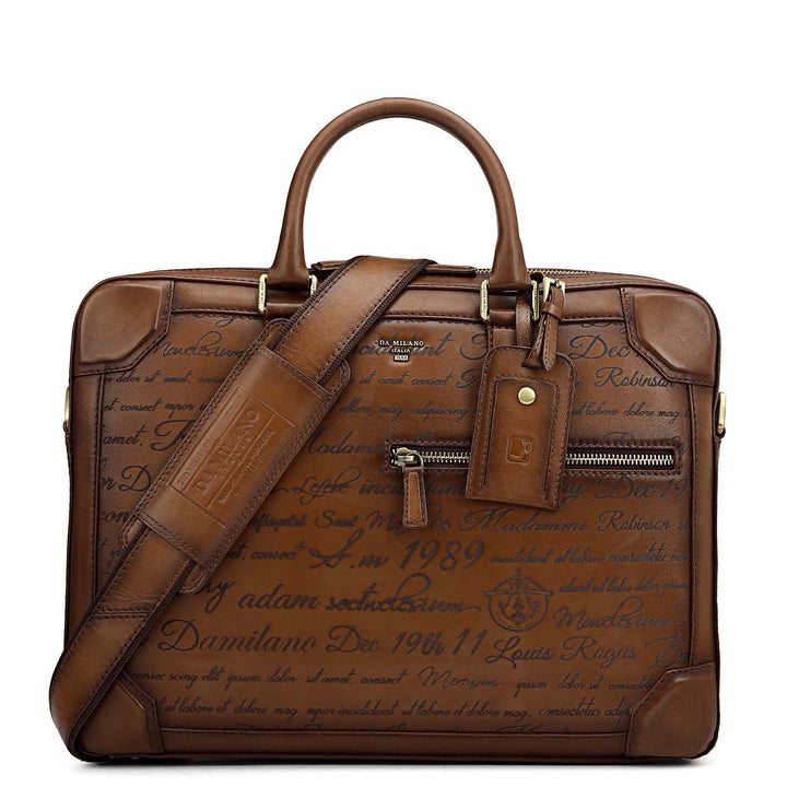 Signato Leather Laptop Bag - Cognac