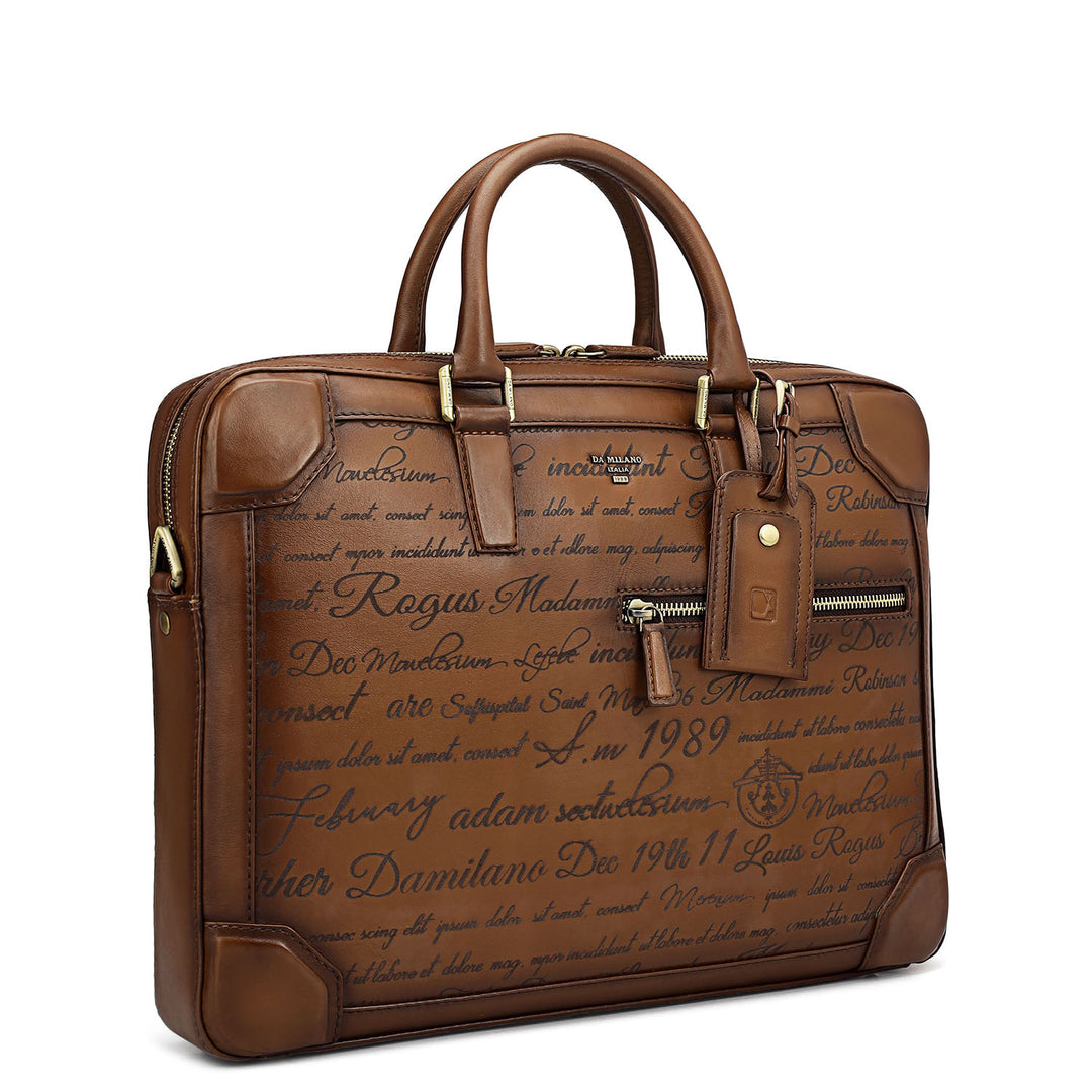 Signato Leather Laptop Bag - Cognac