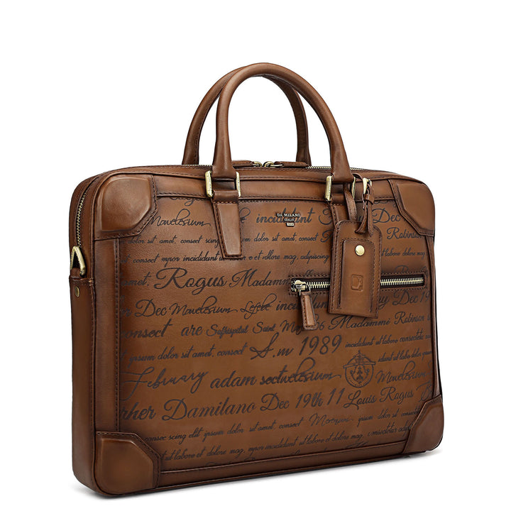 Signato Leather Laptop Bag - Cognac