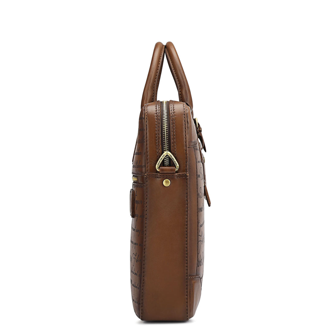 Signato Leather Laptop Bag - Cognac