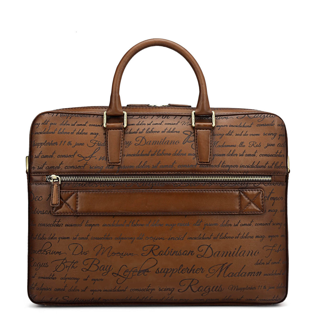 Signato Leather Laptop Bag - Cognac
