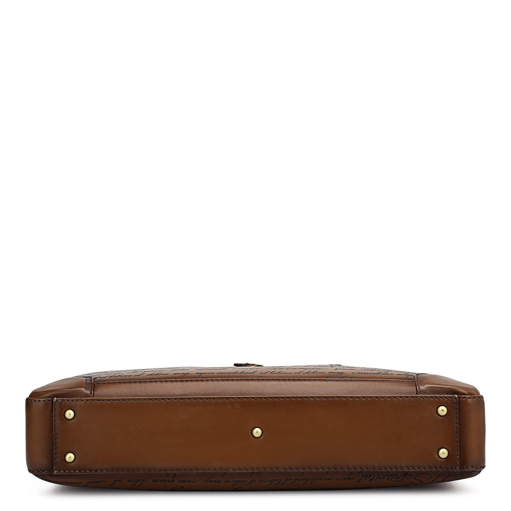 Signato Leather Laptop Bag - Cognac