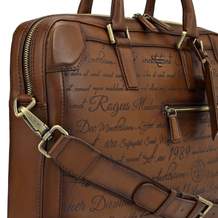 Signato Leather Laptop Bag - Cognac