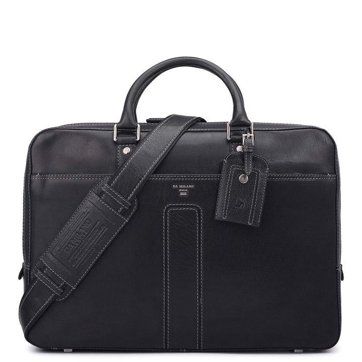Elephant Pattern Leather Laptop Bag - Navy