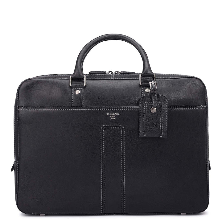 Elephant Pattern Leather Laptop Bag - Navy