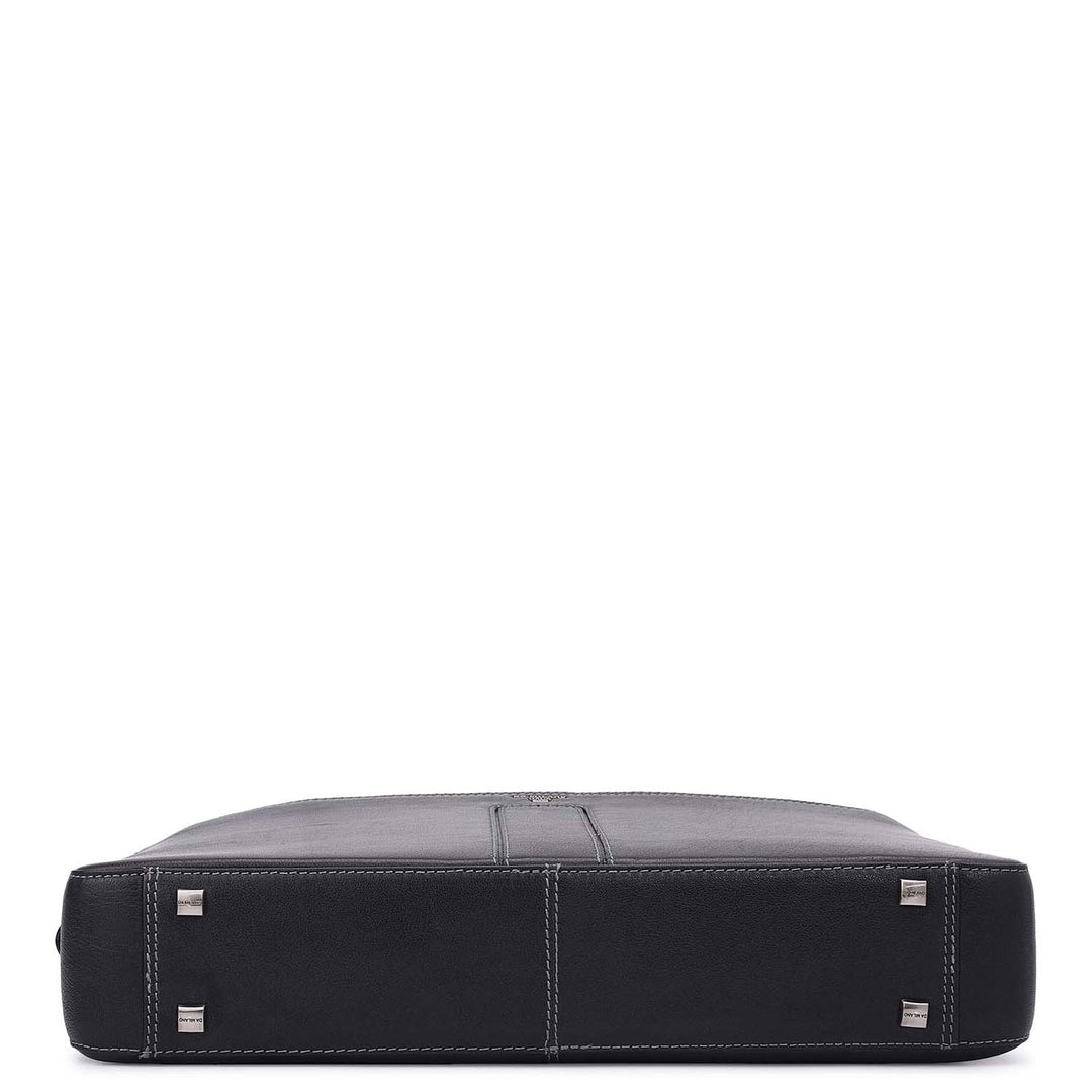 Elephant Pattern Leather Laptop Bag - Navy