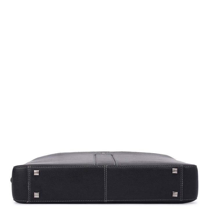 Elephant Pattern Leather Laptop Bag - Navy