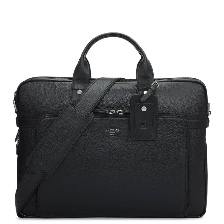 Wax Leather Laptop Bag - Black