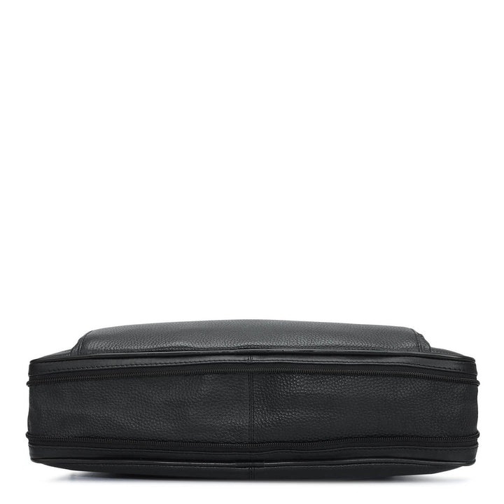Wax Leather Laptop Bag - Black