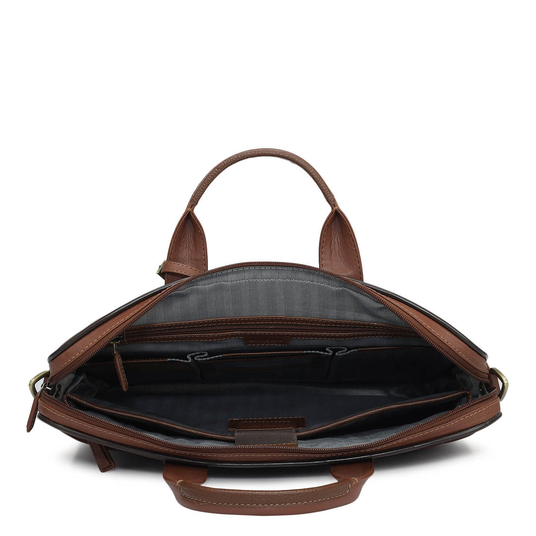 Wax Leather Laptop Bag - Espresso