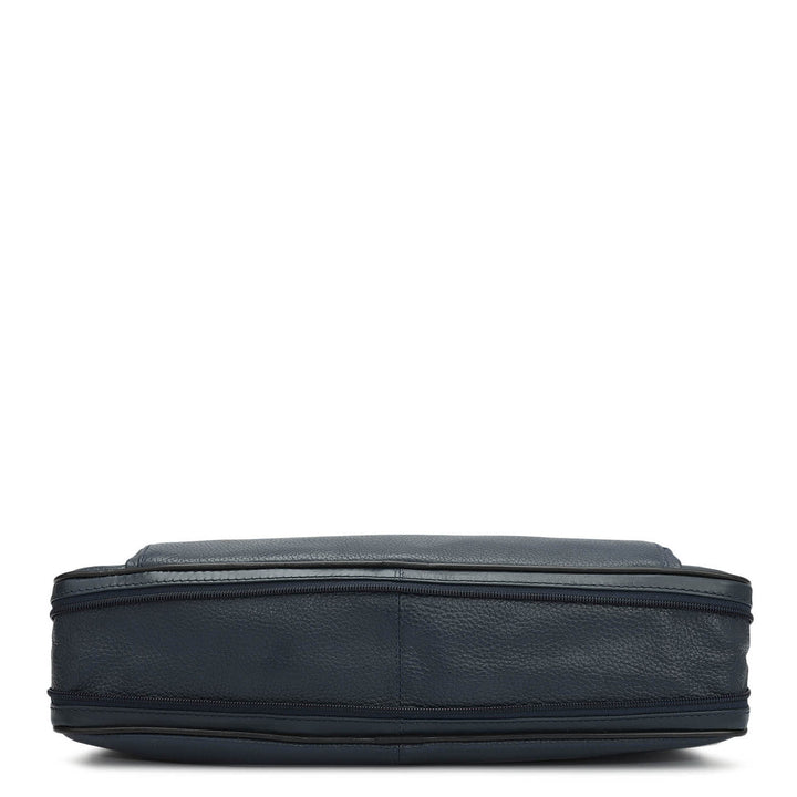 Wax Leather Laptop Bag - Navy