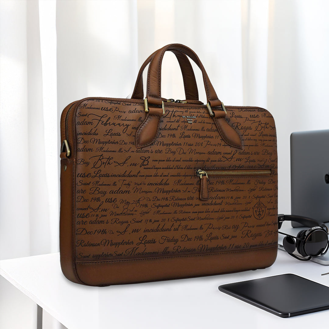 Signato Leather Laptop Bag - Cognac