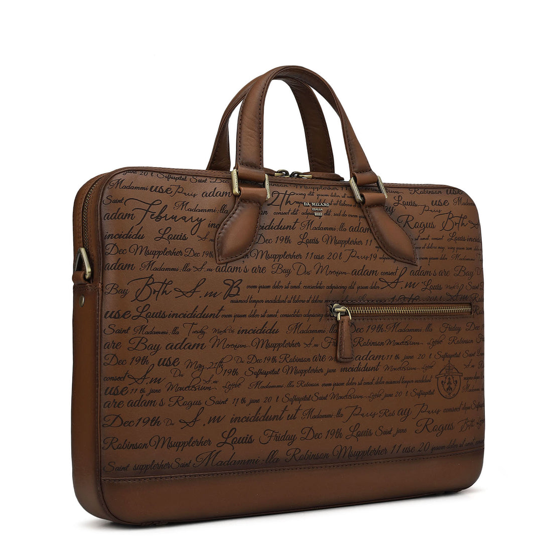 Signato Leather Laptop Bag - Cognac