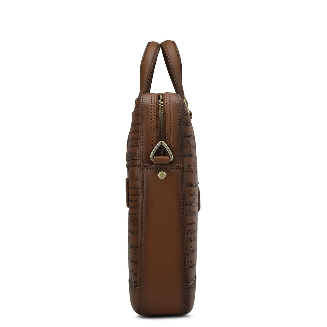 Signato Leather Laptop Bag - Cognac