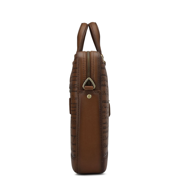 Signato Leather Laptop Bag - Cognac