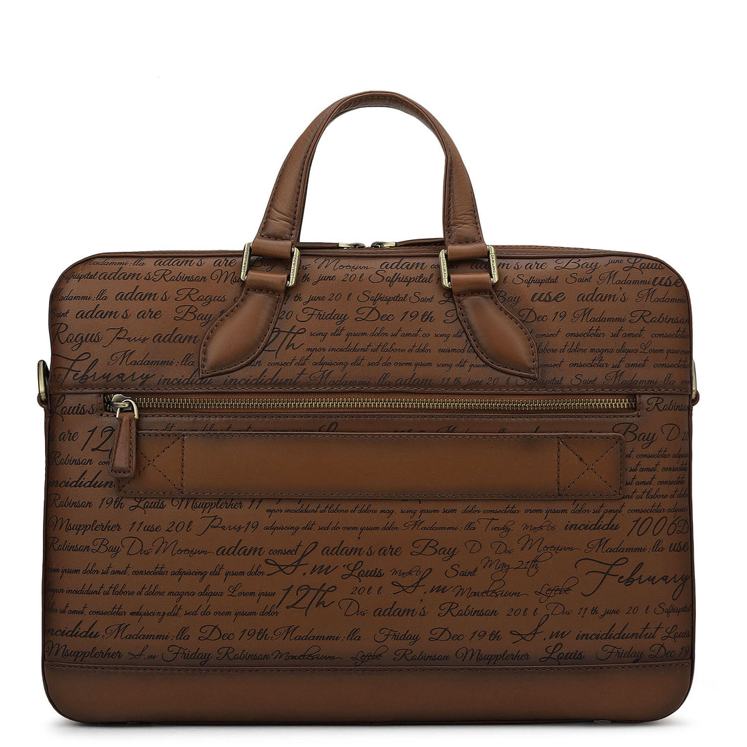 Signato Leather Laptop Bag - Cognac