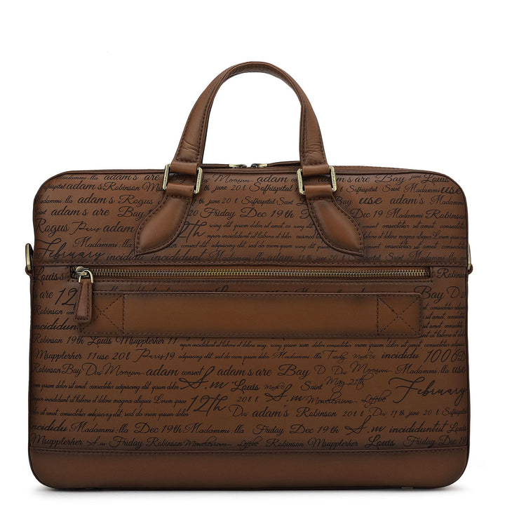 Signato Leather Laptop Bag - Cognac