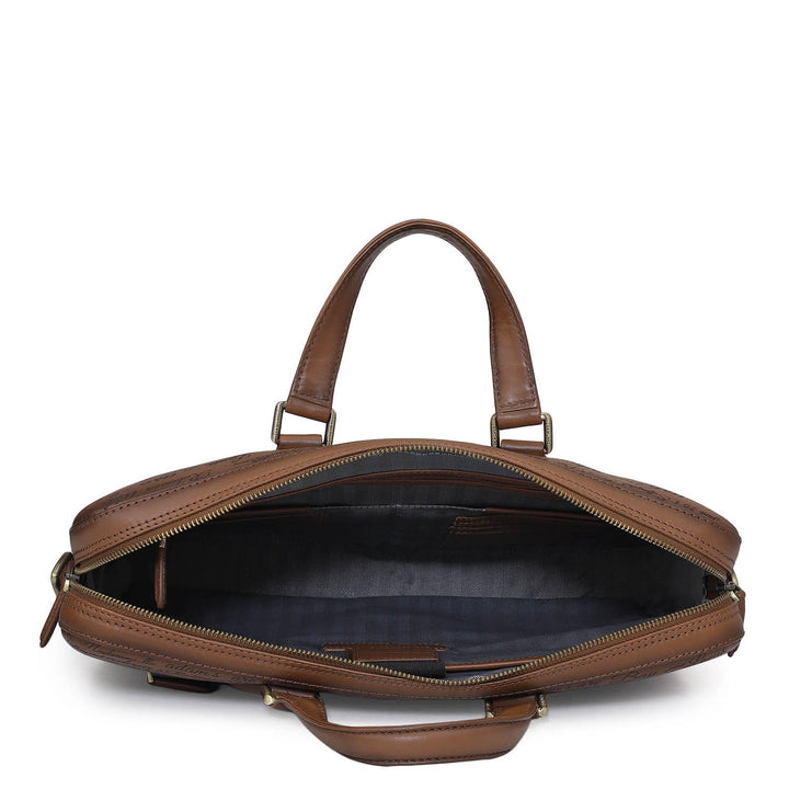 Signato Leather Laptop Bag - Cognac