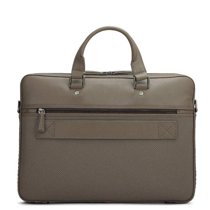 Punch Mat Leather Laptop Bag - Greyish Taupe