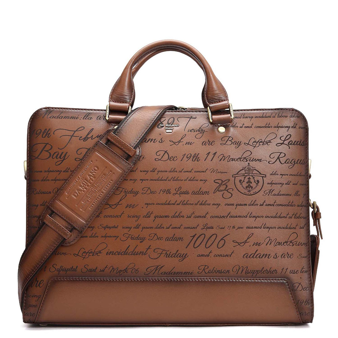 Signato Leather Laptop Bag - Cognac