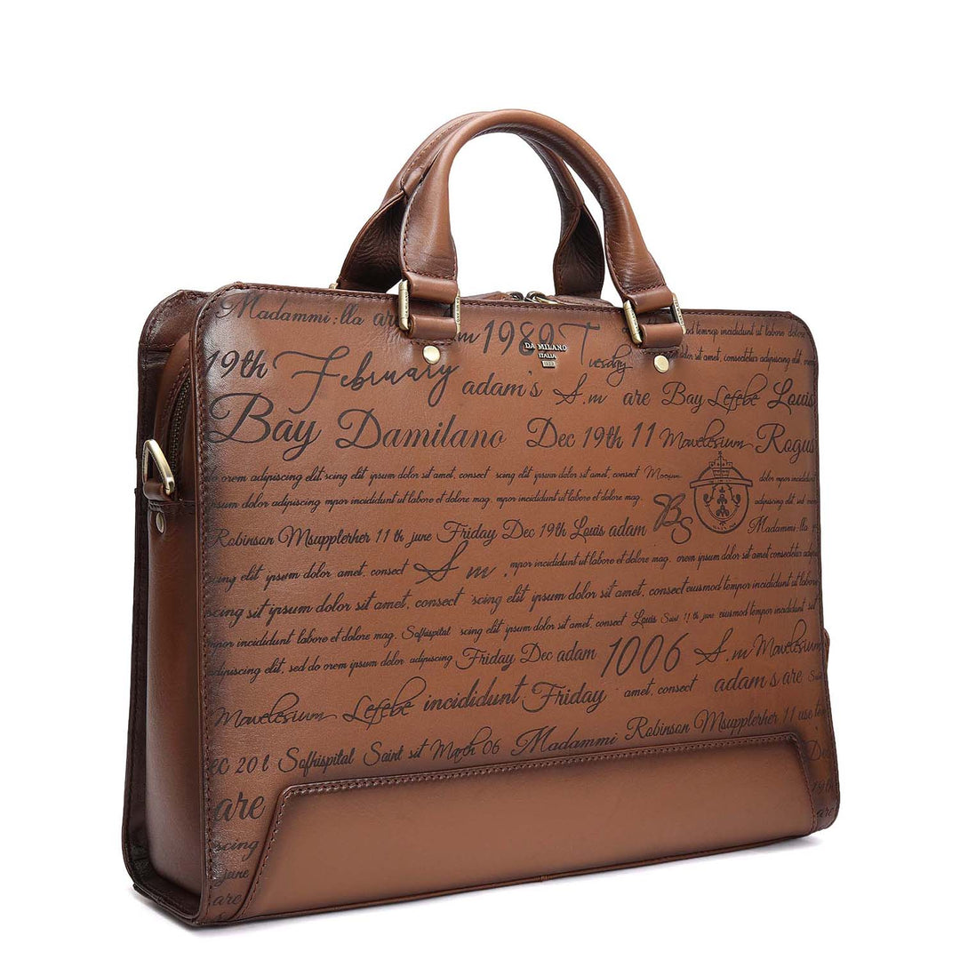 Signato Leather Laptop Bag - Cognac
