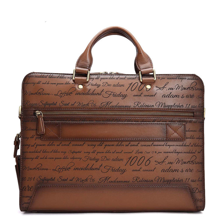 Signato Leather Laptop Bag - Cognac