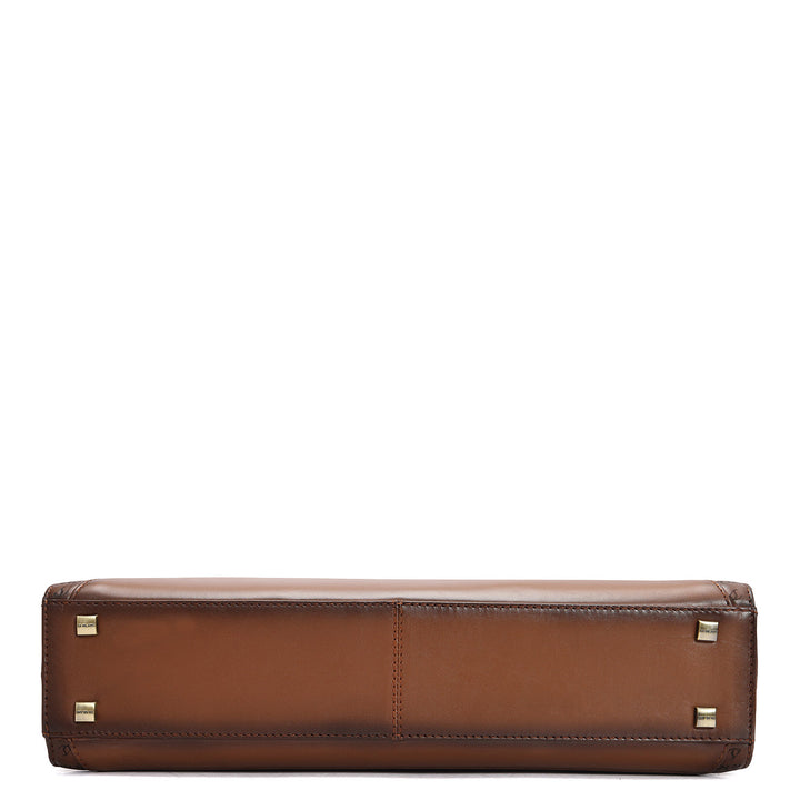 Signato Leather Laptop Bag - Cognac