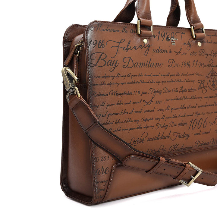 Signato Leather Laptop Bag - Cognac