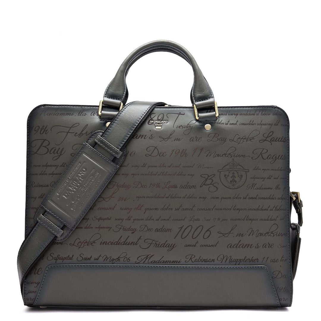 Signato Leather Laptop Bag - Grey