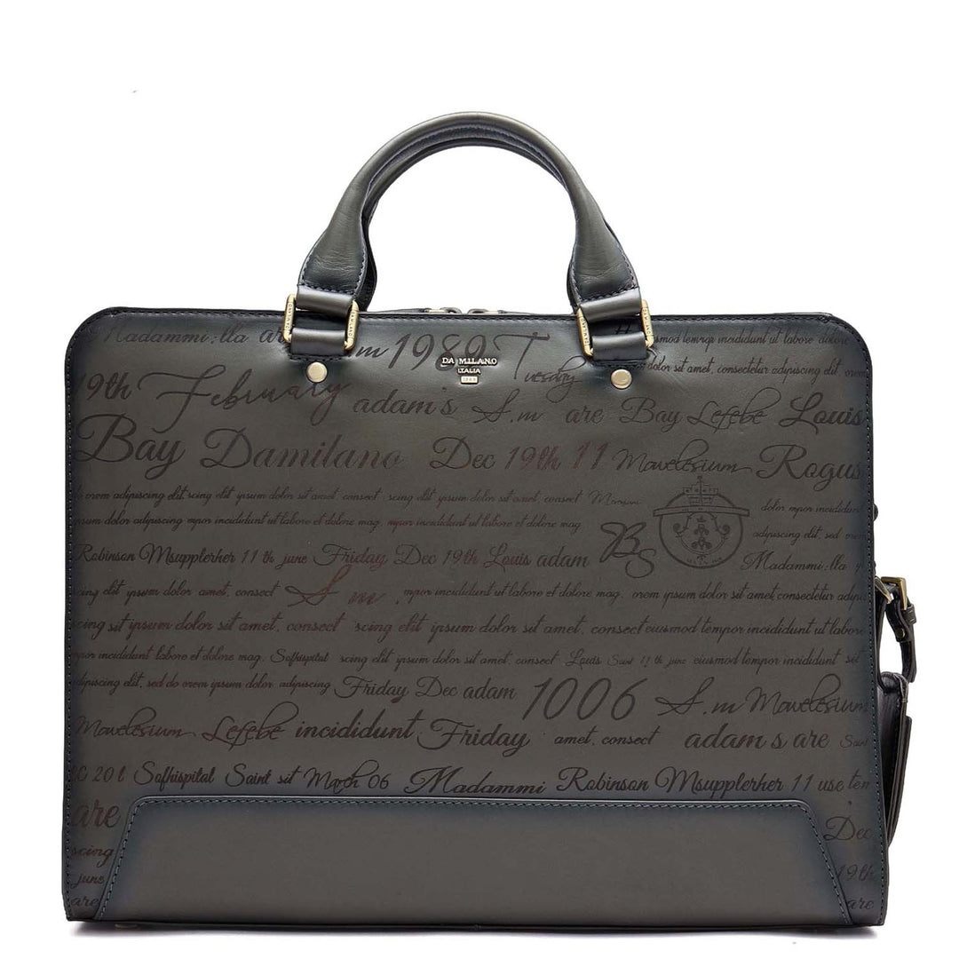 Signato Leather Laptop Bag - Grey