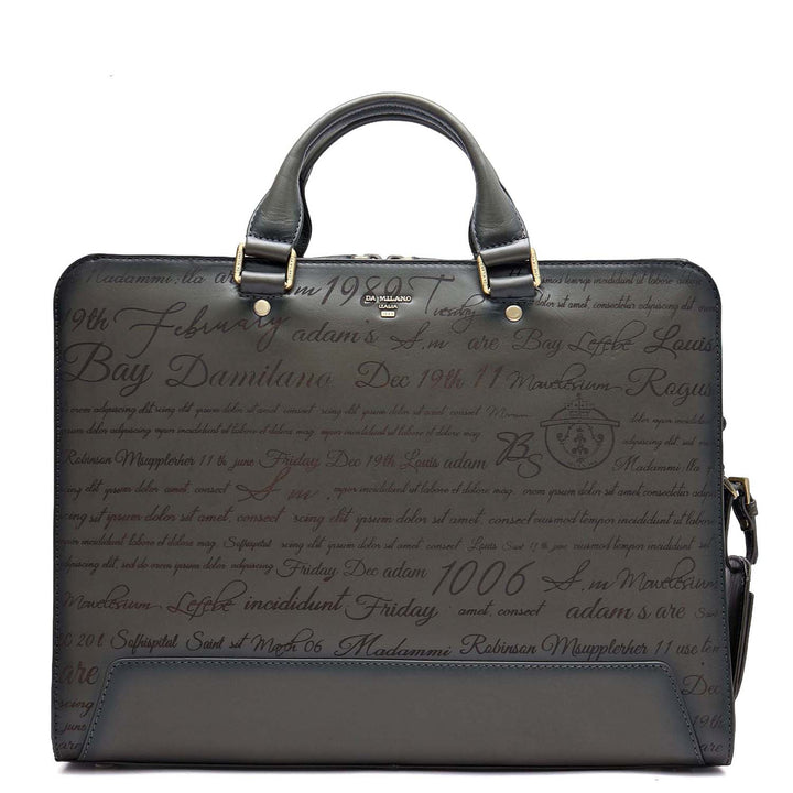 Signato Leather Laptop Bag - Grey