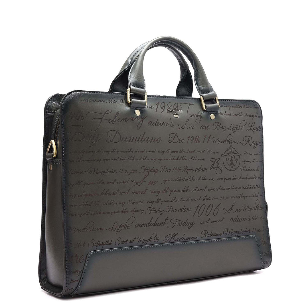 Signato Leather Laptop Bag - Grey