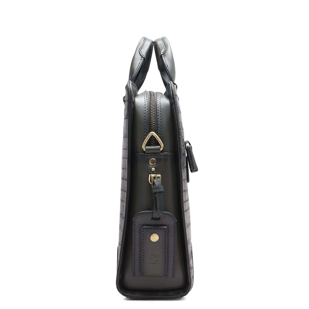 Signato Leather Laptop Bag - Grey