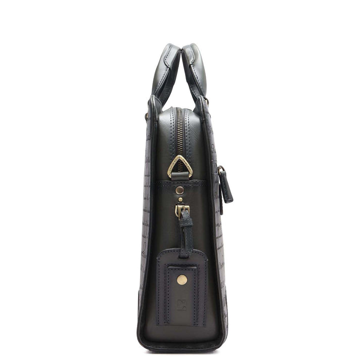 Signato Leather Laptop Bag - Grey