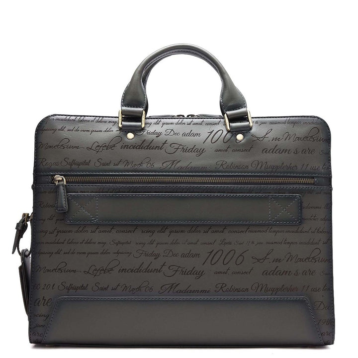 Signato Leather Laptop Bag - Grey