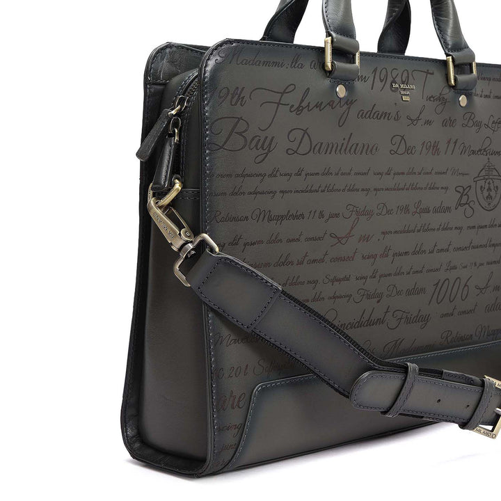 Signato Leather Laptop Bag - Grey