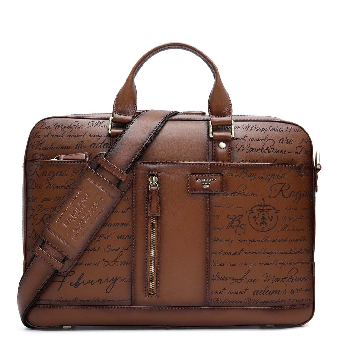 Signato Leather Laptop Bag - Cognac