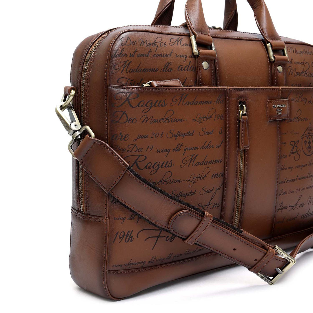 Signato Leather Laptop Bag - Cognac