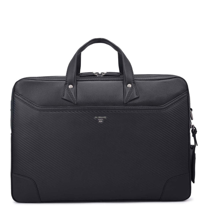 Carbon Leather Laptop Bag - Black