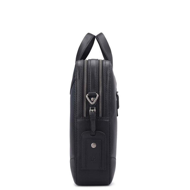 Carbon Leather Laptop Bag - Black